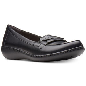 Clarks Women Ashland Lily Slip On Wedge Loafers Size US 12W Black Leather